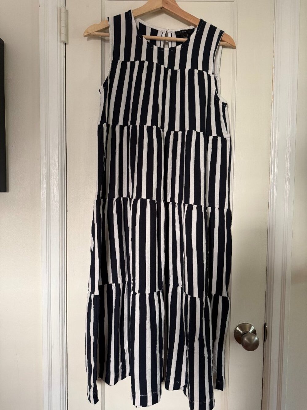J.Crew Navy & White Tiered Stripe Dress